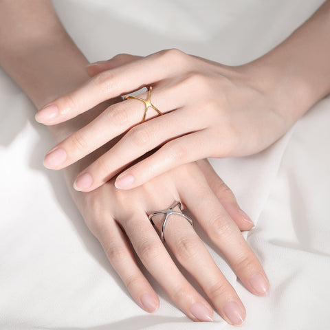 Gold "X" Criss Cross Skinny Band Ring