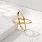 Gold "X" Criss Cross Skinny Band Ring
