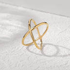 Gold "X" Criss Cross Skinny Band Ring