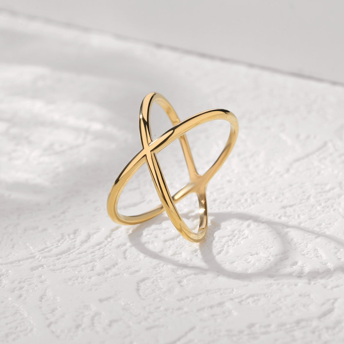 Gold "X" Criss Cross Skinny Band Ring