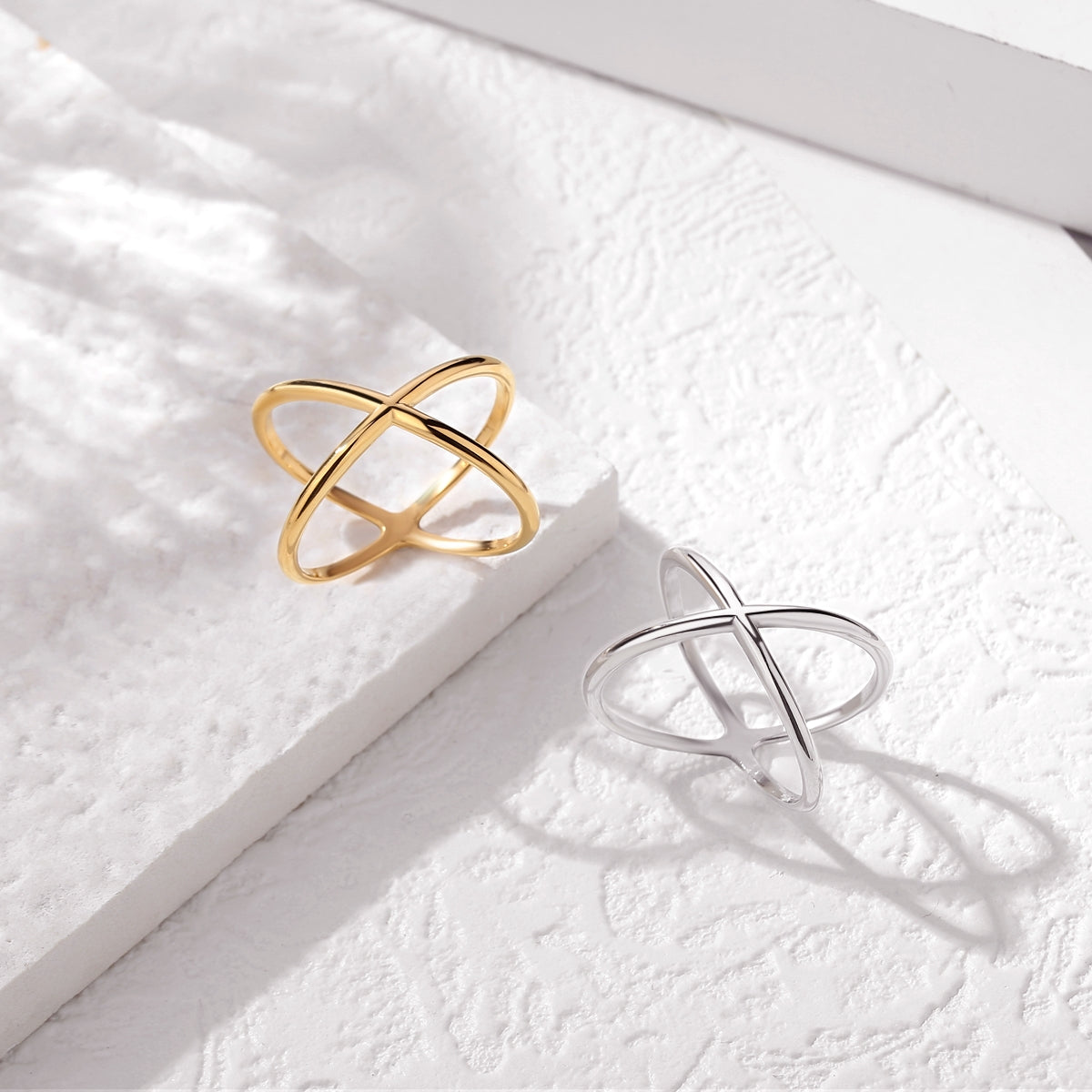Gold "X" Criss Cross Skinny Band Ring