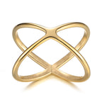 Gold "X" Criss Cross Skinny Band Ring