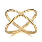 GOLD "X" CRISS CROSS SKINNY BAND RING