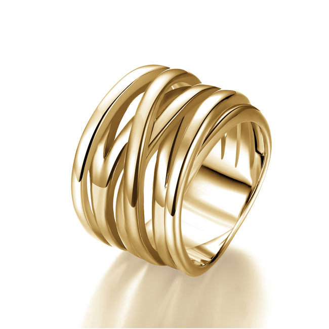 Gold Knot Cross Stack Ring Hover Image
