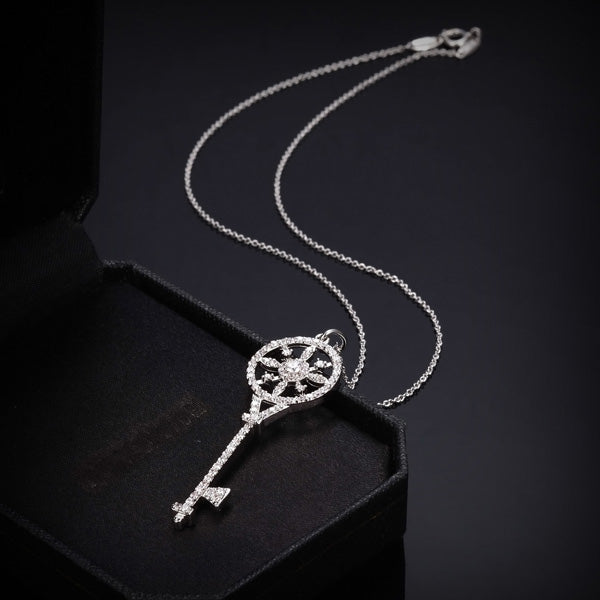 Gold Key With CZ Pendant