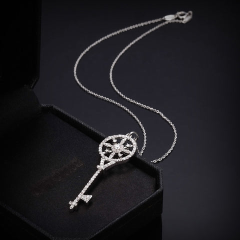 Gold Key With CZ Pendant