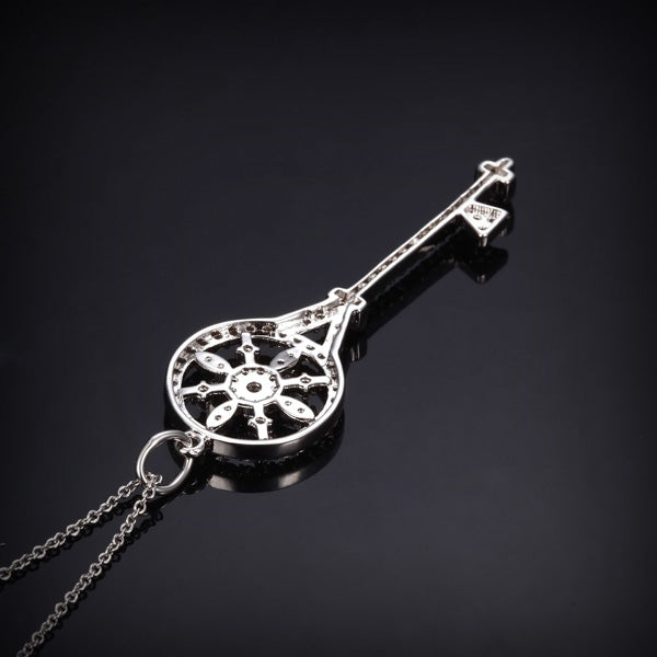 GOLD KEY WITH CZ PENDANT NECKLACE