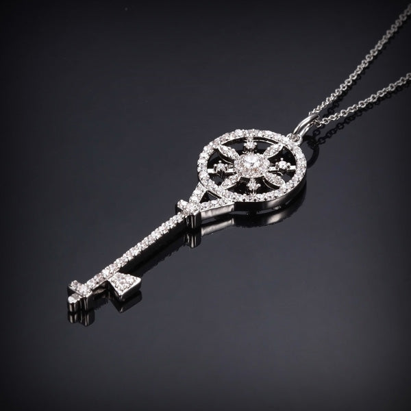 Gold Key With CZ Pendant