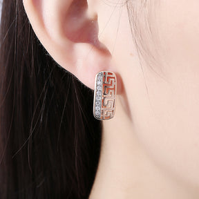 CZ HOLLOW OUT STUD EARRINGS