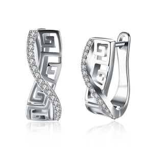 TWIST CZ HOLLOW OUT STUD EARRINGS