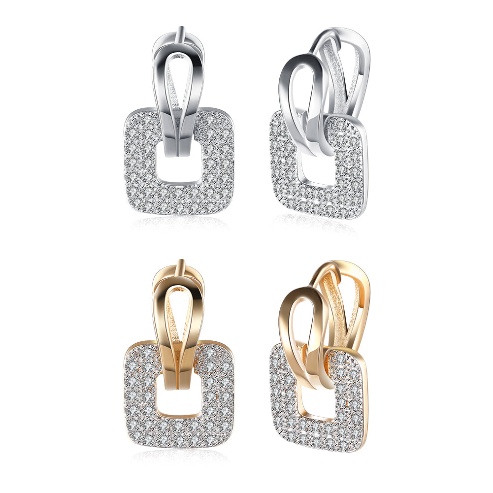 FULL CZ SQUARE STUD EARRINGS