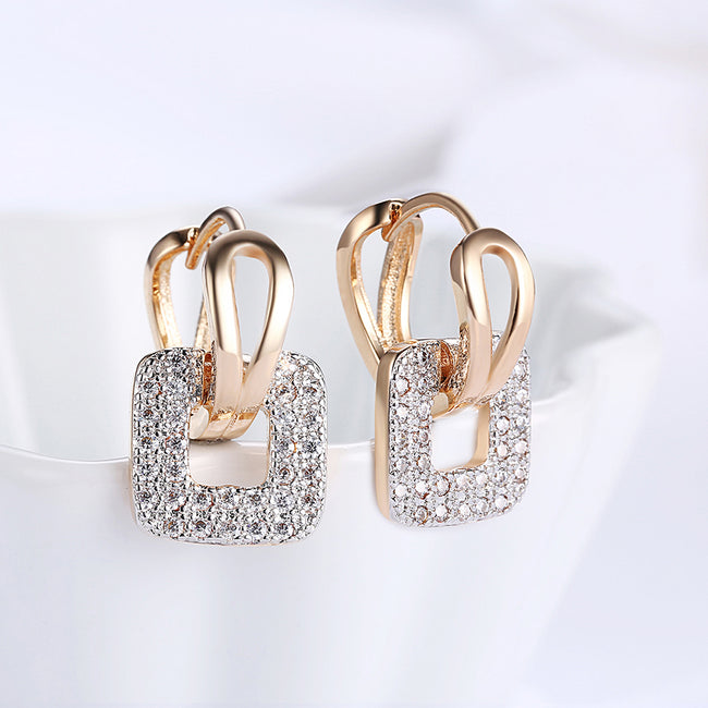 Full CZ Square Studs Main Image