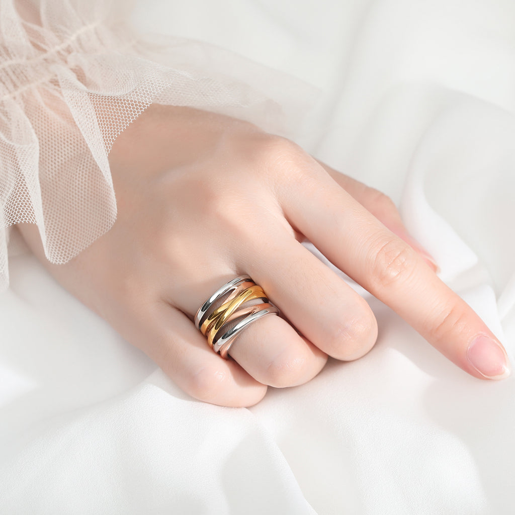 Multicolor Knot Cross Stack Ring