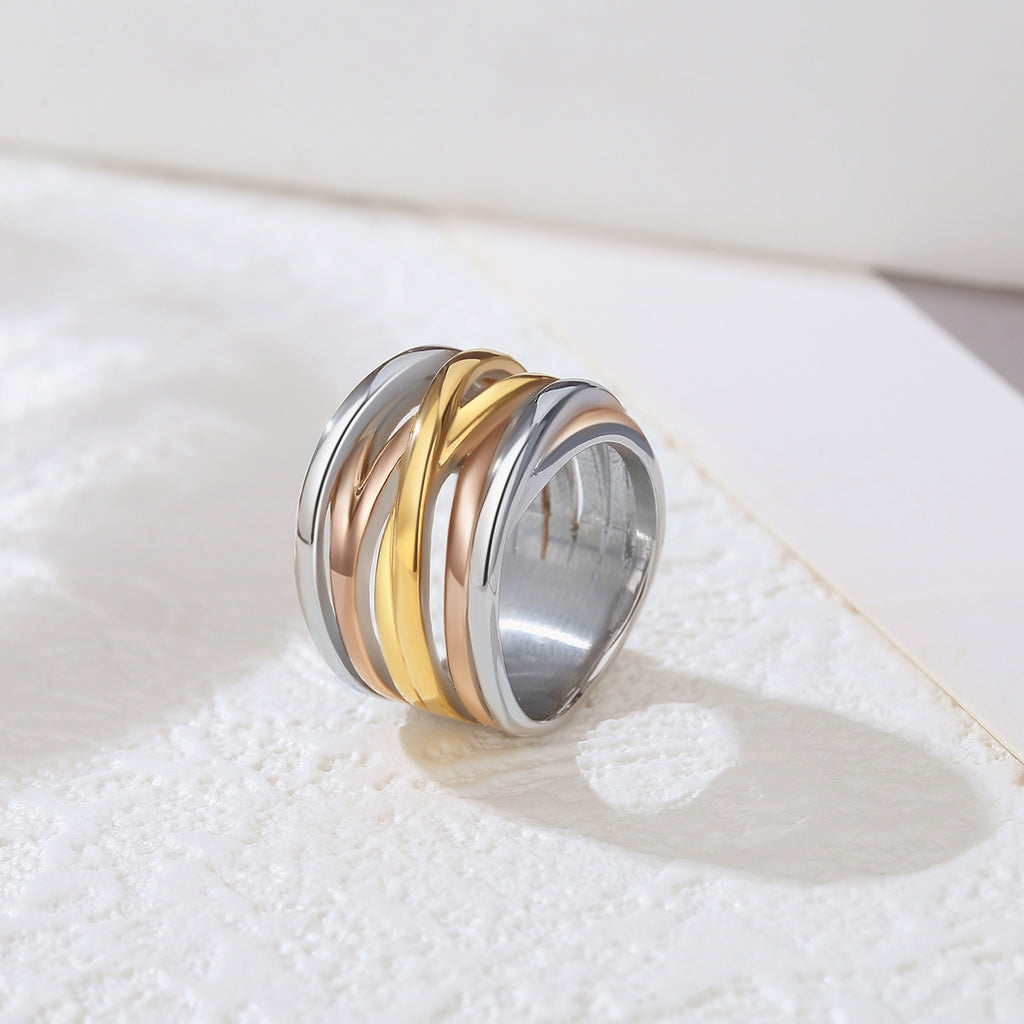 Multicolor Knot Cross Stack Ring