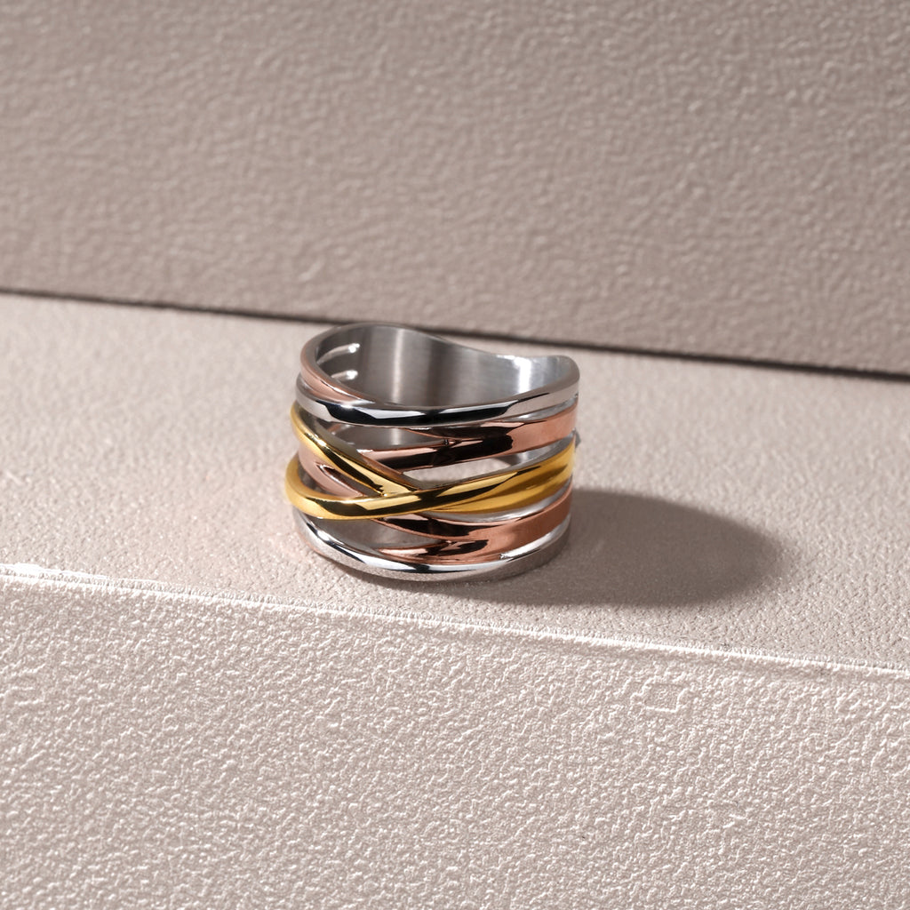 Multicolor Knot Cross Stack Ring