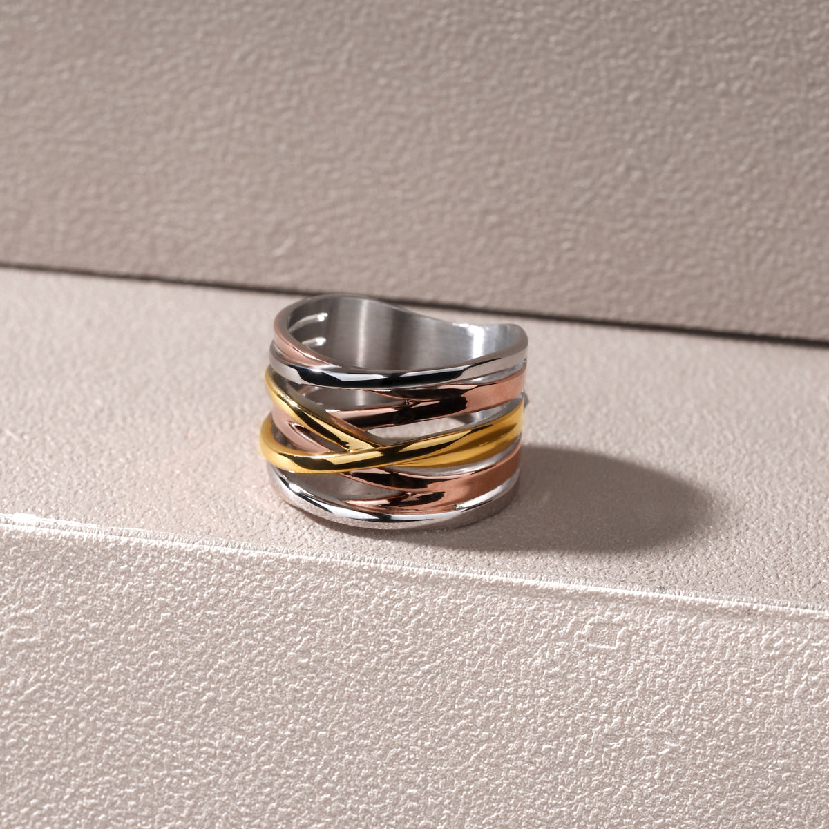 Multicolor Knot Cross Stack Ring