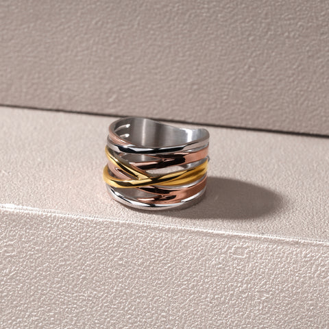 Multicolor Knot Cross Stack Ring