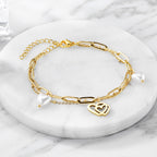 Double Heart with Pearl Bracelet