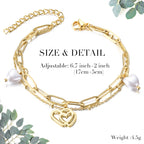 Double Heart with Pearl Bracelet