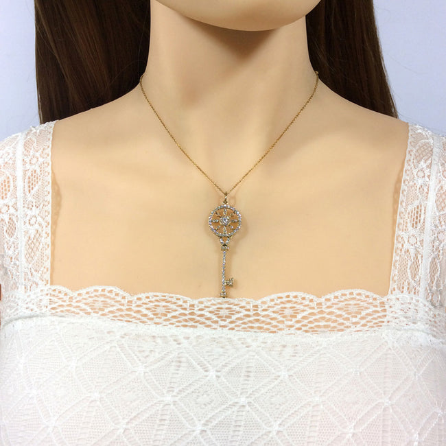 Gold Key With CZ Pendant Main Image