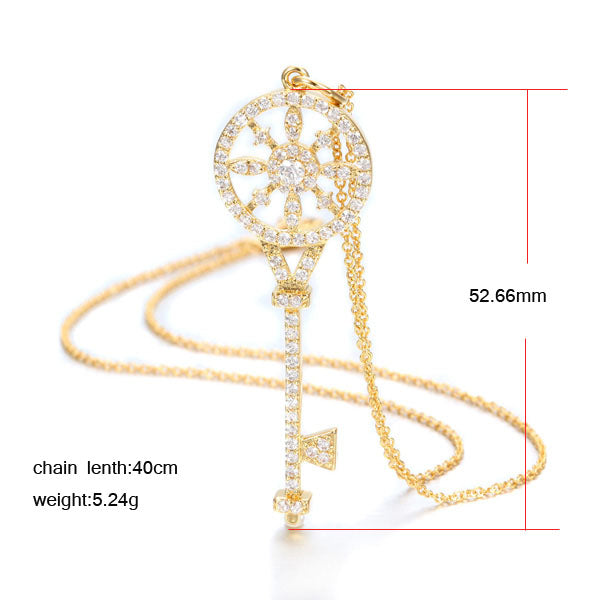 GOLD KEY WITH CZ PENDANT NECKLACE