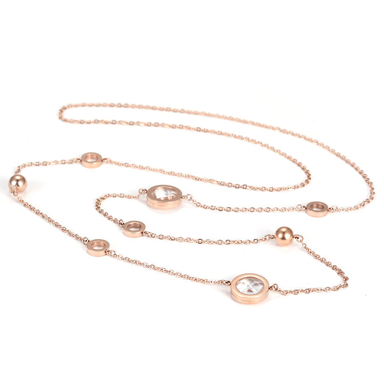 Rose Gold Ball With CZ Necklace