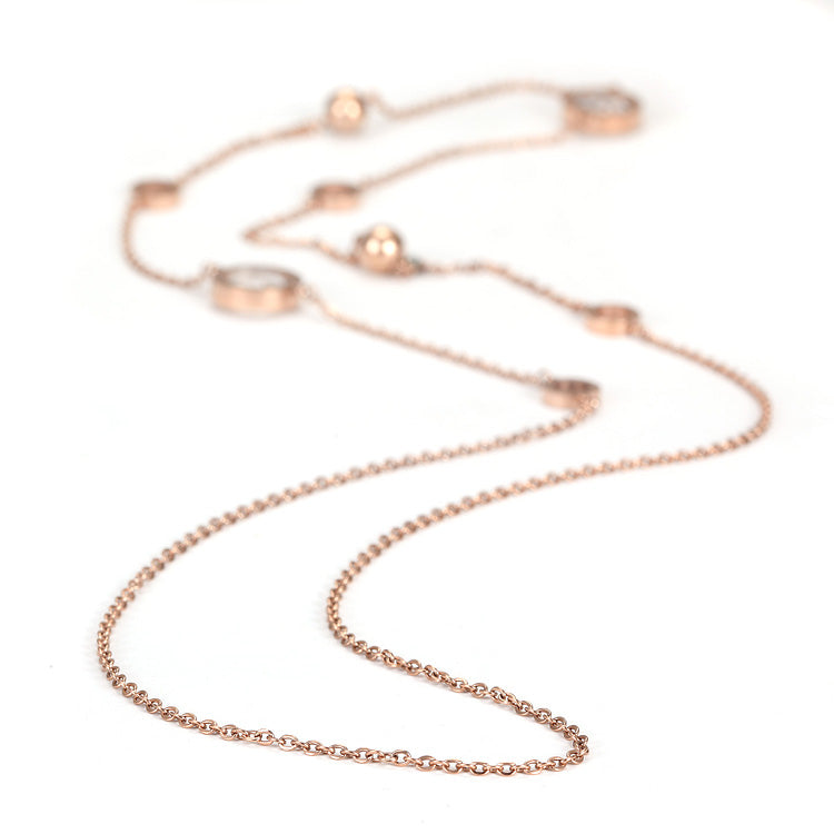 Rose Gold Ball With CZ Necklace