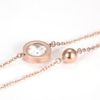 Rose Gold Ball With CZ Necklace