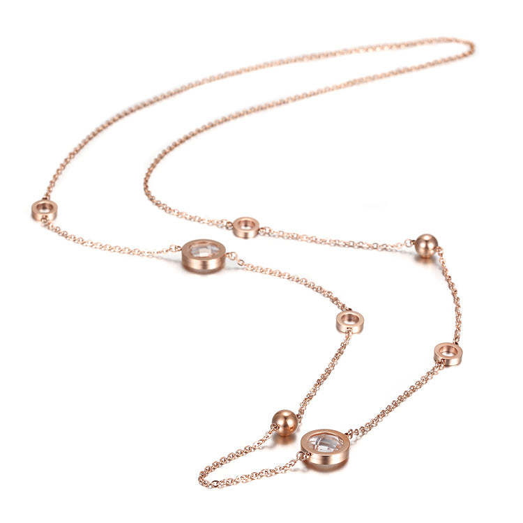 ROSE GOLD BALL WITH CZ NECKLACE