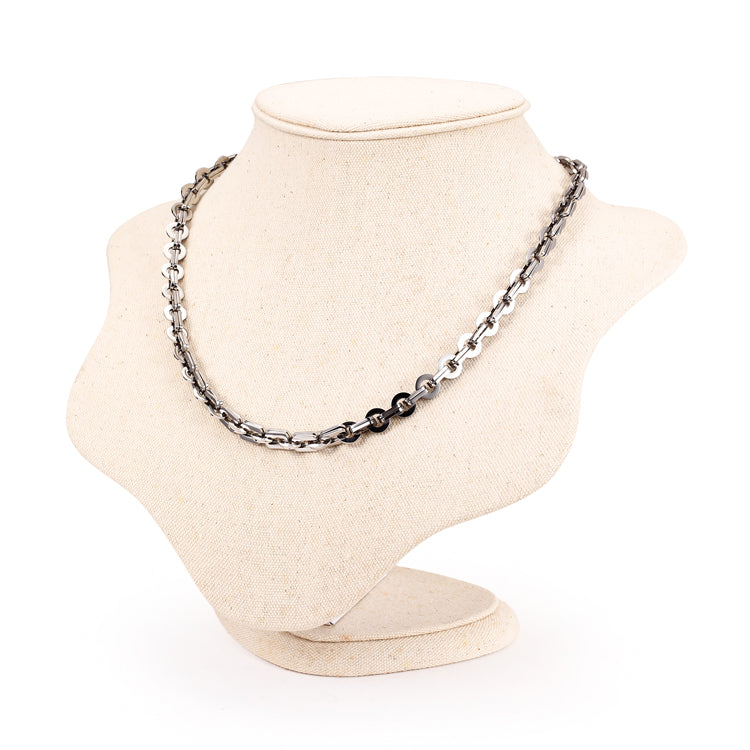 Double Paperclip and Rings Necklace