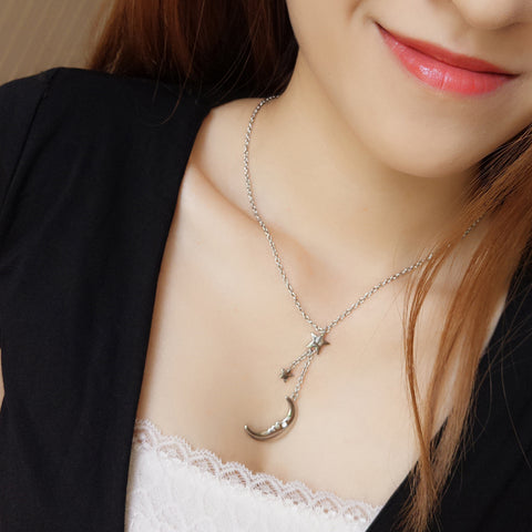 Silver Moon Big Star With Zirconia Pendant