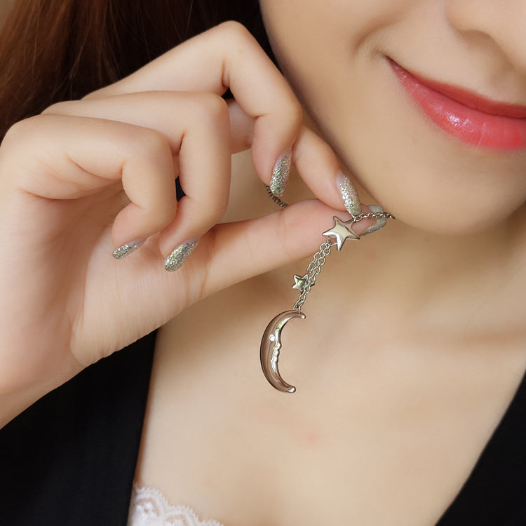 Silver Moon Big Star With Zirconia Pendant