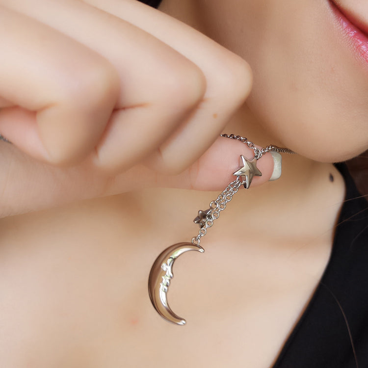 Silver Moon Big Star With Zirconia Pendant