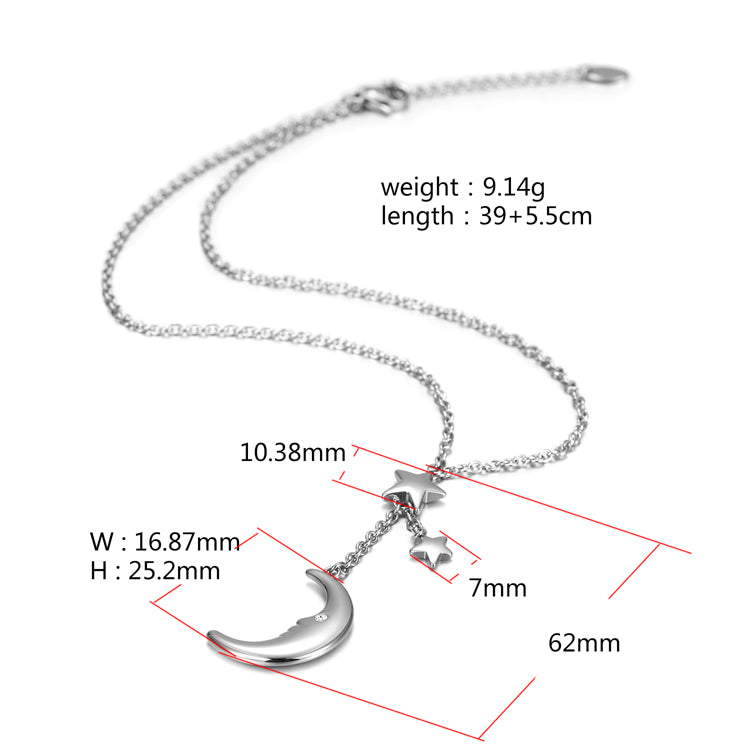 Silver Moon Big Star With Zirconia Pendant