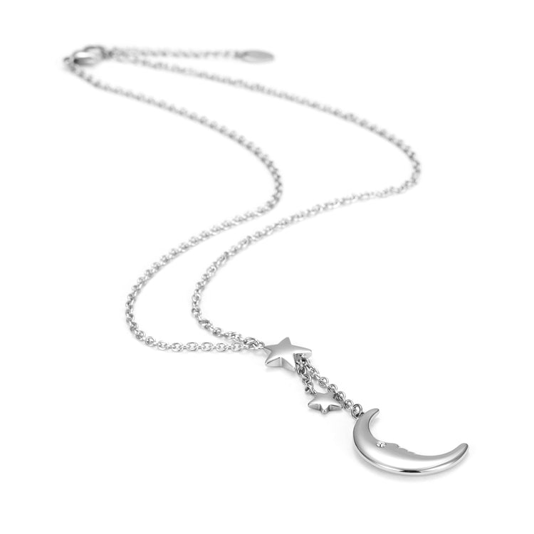 Silver Moon Big Star With Zirconia Pendant