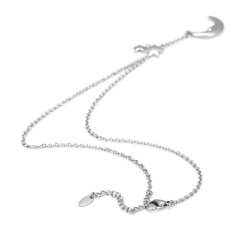 Silver Moon Big Star With Zirconia Pendant