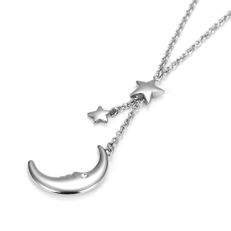 SILVER MOON BIG STAR WITH ZIRCONIA NECKLACE