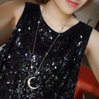 Silver Moon Star With Zirconia Pendant