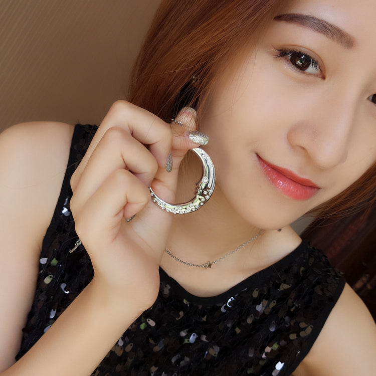 Silver Moon Star With Zirconia Pendant