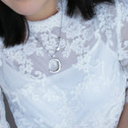 Silver Moon Star With Zirconia Pendant