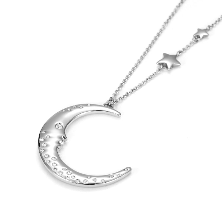 Silver Moon Star With Zirconia Pendant