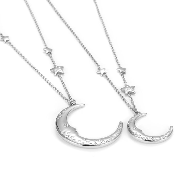 Silver Moon Star With Zirconia Pendant