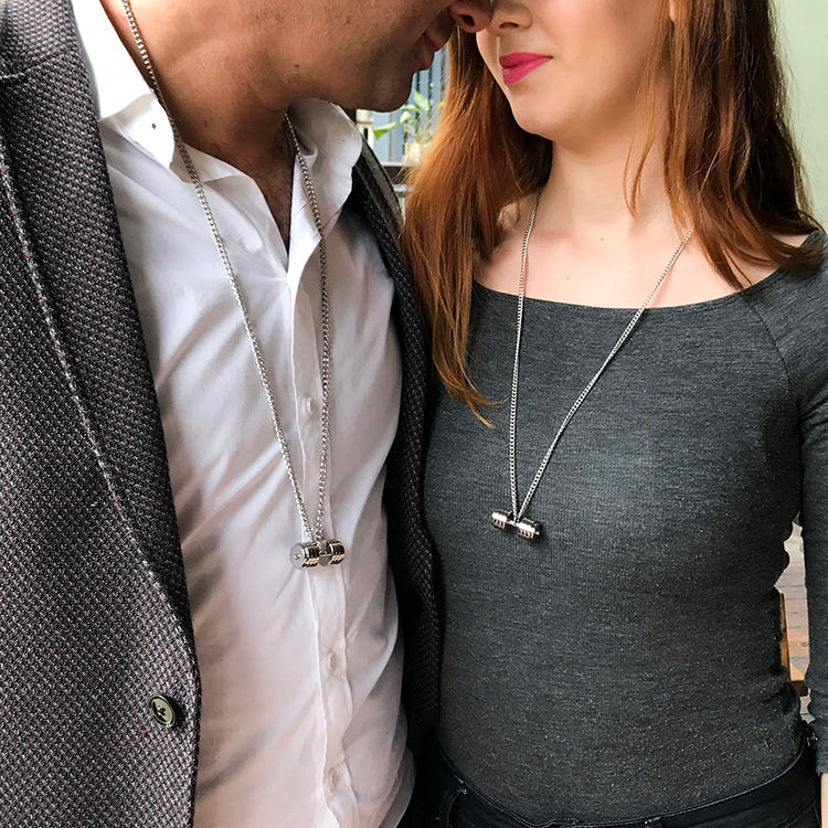 Dumbbell Sheet Couple Silver Pendant