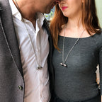 Dumbbell Sheet Couple Silver Pendant