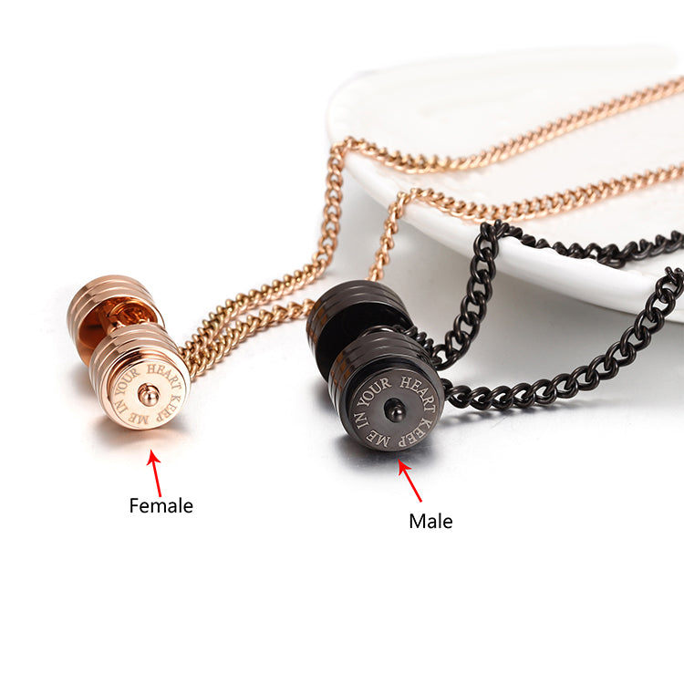 Dumbbell Sheet Couple Pendant