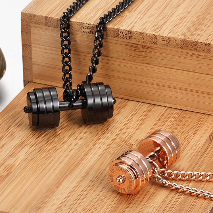 DUMBBELL SHEET COUPLE PENDANT NECKLACE