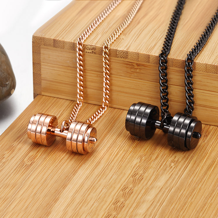 DUMBBELL SHEET COUPLE PENDANT NECKLACE