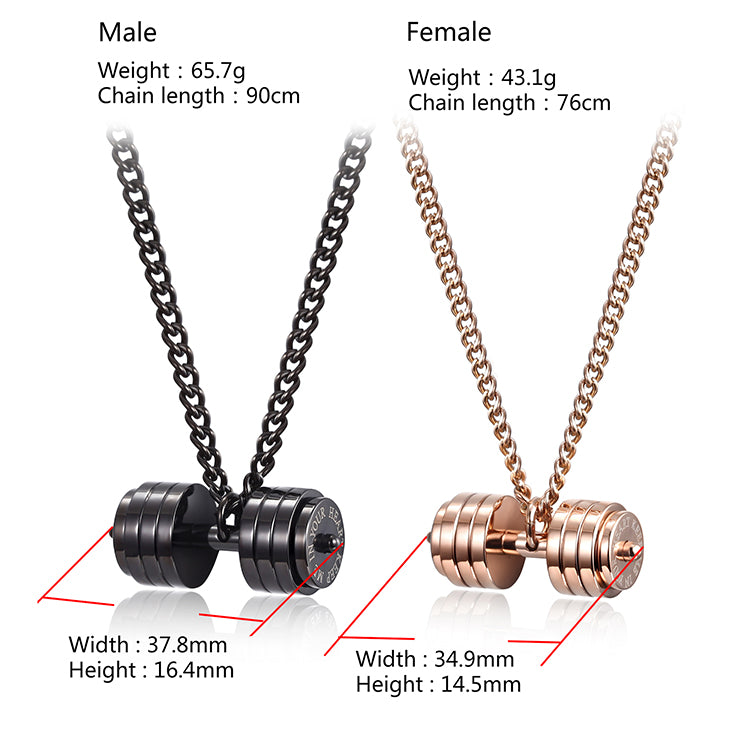 DUMBBELL SHEET COUPLE PENDANT NECKLACE