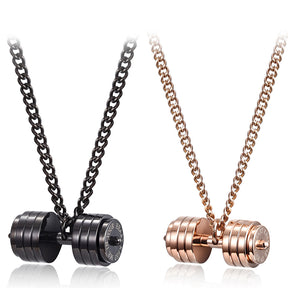 DUMBBELL SHEET COUPLE PENDANT NECKLACE