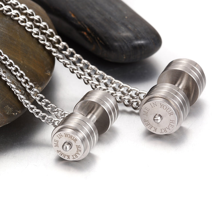 Dumbbell Sheet Couple Silver Pendant